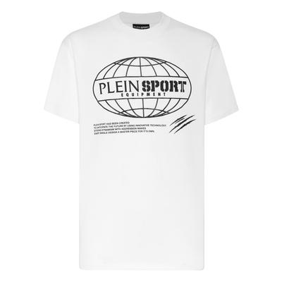 T-Shirt PLEIN SPORT "Global Express Edition", Herren, Gr. M, weiß (01, weiß), Obermaterial: 100% Baumwolle, Shirts T-Shirt