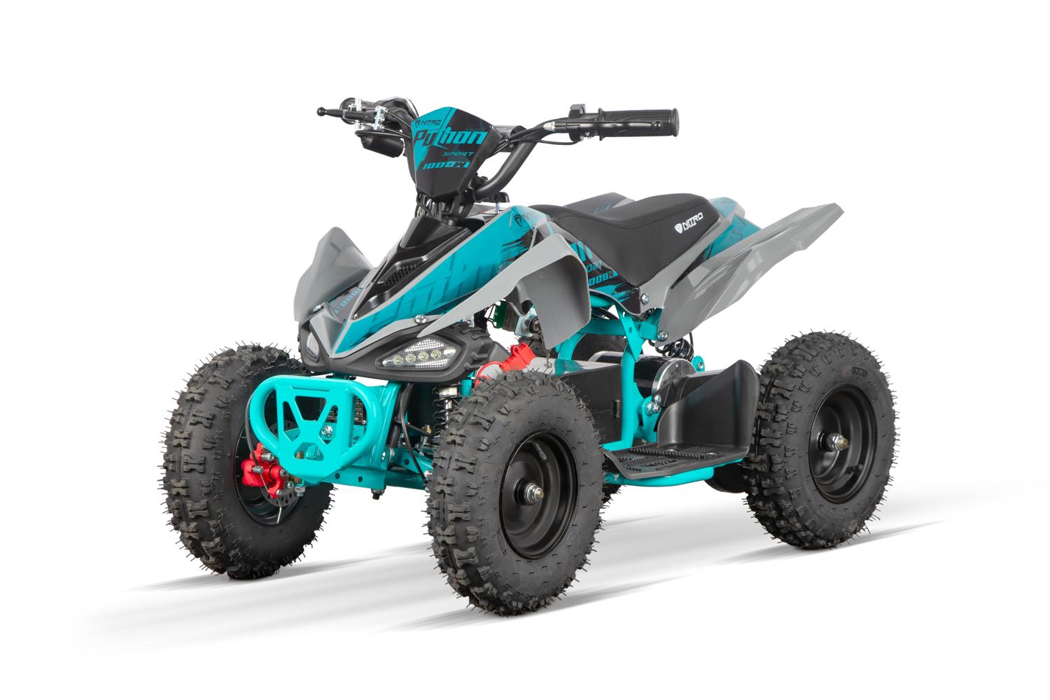 Nitro Motors Eco Python Sport Elektroquad 1000W 36V 6 Zoll 3-Stufen Kinderquad Grau-Blau
