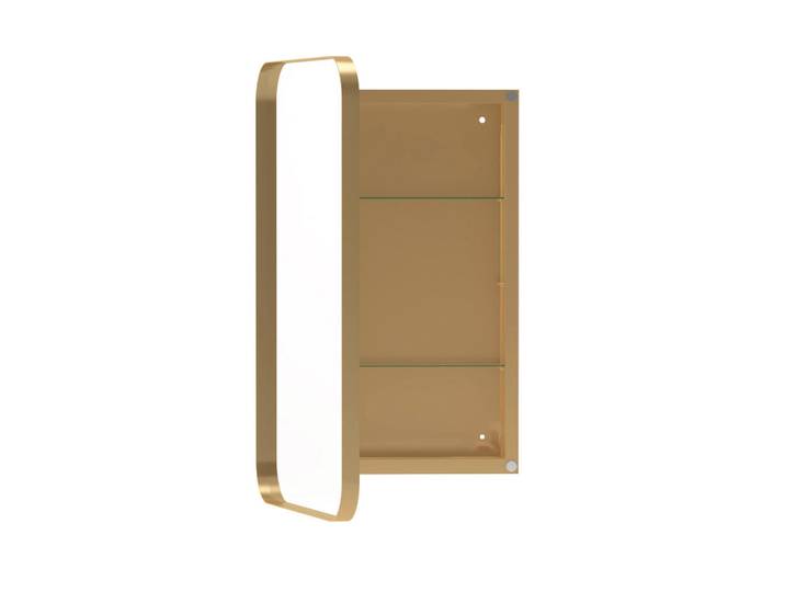 Modfu Spiegelschrank 76x51x12cm Gold mit Aufbewahrung - Wandspiegel für Badezimmer, Goldfarben, Glas, 51x76x12 cm, Badezimmer, Badezimmerspiegel, Spiegelschränke