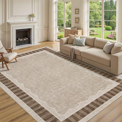 Garvee Modern Scalloped Pattern Geometric Border Washable Area Rug