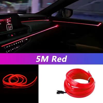 Inspired Finds 16.40ft USB Powered Car Interior LED Strip Light Flexible Neon Ambient Lighting red cigarette Drive