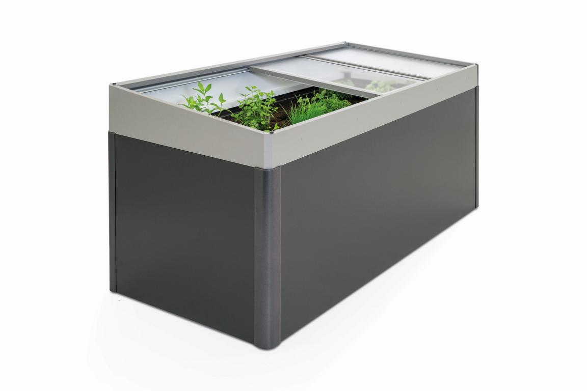 BIOHORTGARTE Frühbeetaufsatz HochBeet 2x1 quarzgrau-metallic 08439142