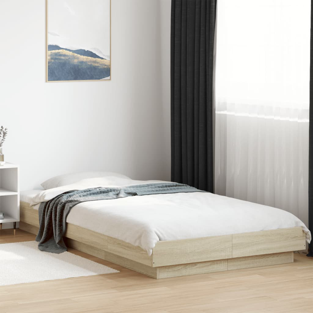 Latitude Run Bormann Bed Frame Sonoma Oak 100 x 200 cm