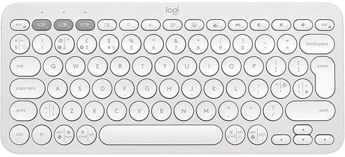 Logitech Pebble Keys 2 K380s – Slim Bluetooth Keyboard, Multi-Device, QWERTY UK Layout, Custom Shortcuts - White, New
