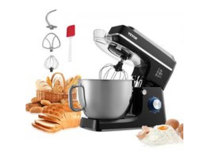 VEVOR KüchenmaschineTeigmixer 1400 W 7,84 L Küchenmaschine mit kippbarem Kopf Edelstahlschüssel Knethaken Schneebesen Schaber, Haushalts-Küchenmaschine zum Backen und Mixen, schwarz