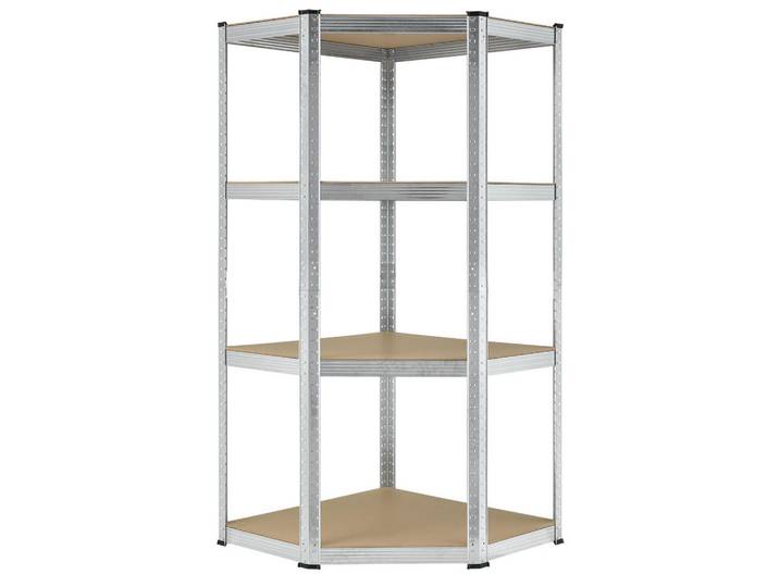 Juskys Eckregal Lagerregal Corner Easy verzinkt 160x75x75 cm, Silberfarben, Metall, 80x160x40 cm, Freizeit & Co, Heimwerken, Werkstatteinrichtung