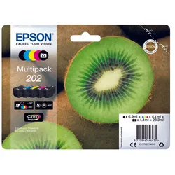 Epson Original 202 Kiwi Druckerpatronen 5er Multipack BK/PB/C/M/Y (C13T02E74010)