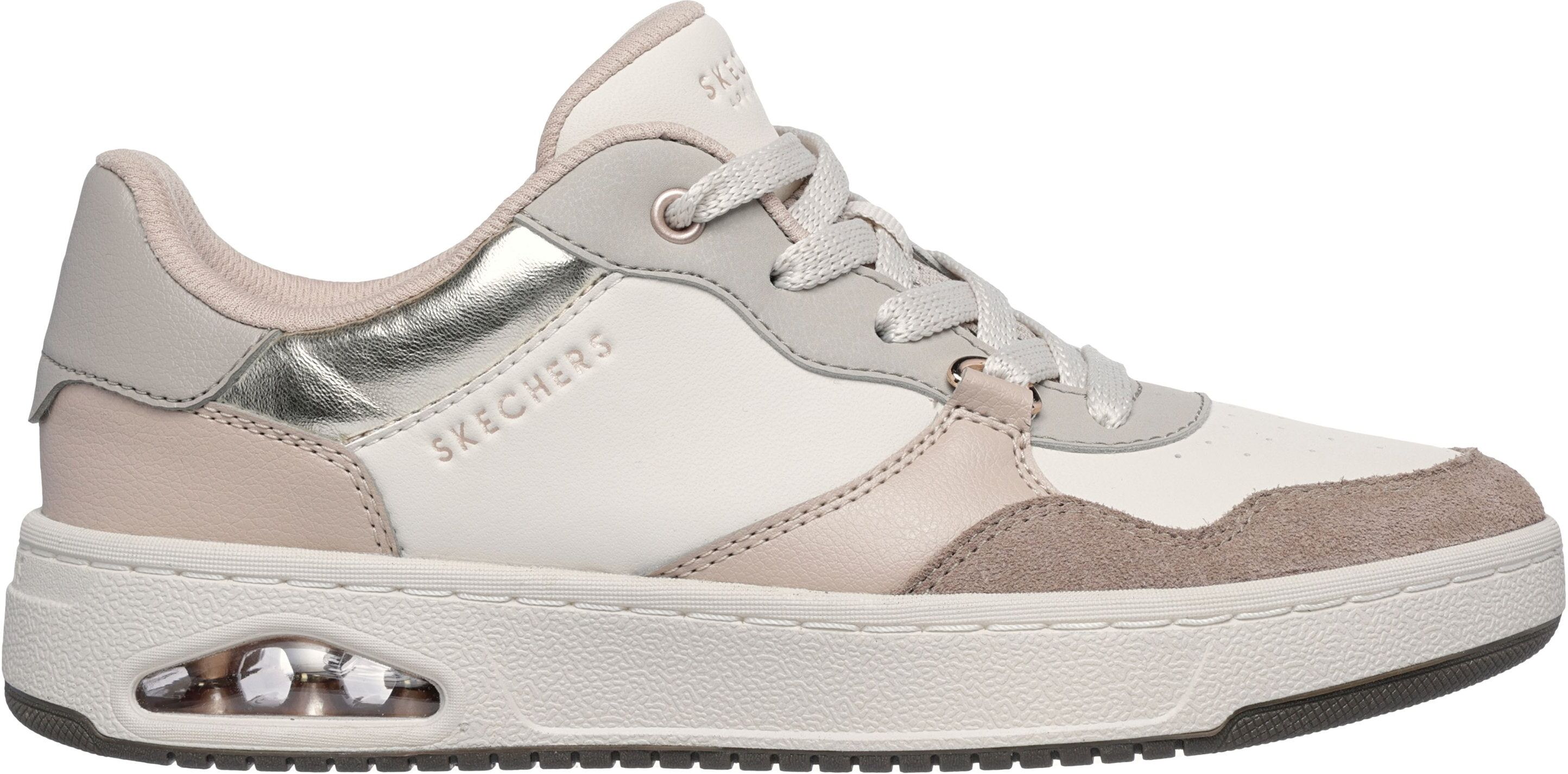 Sneaker SKECHERS "UNO CTL", Damen, Gr. 36, Textil, bunt (taupe, multi), Lederimitat, Veloursleder, Schuhe Sneaker, Retro Sneaker, Schnürschuh mit Materialmix taupe, multi 36, Textil