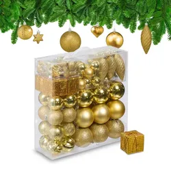 Relaxdays Weihnachtskugeln im 110er Set Gold,Silber