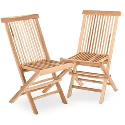 Gartenstuhl 2er-Set, klappbar, Teakholz-Klappstuhl massiv, Natur, wetterfest, platzsparend & pflegeleicht für Garten, Terrasse & Balkon, Anja, Raburg