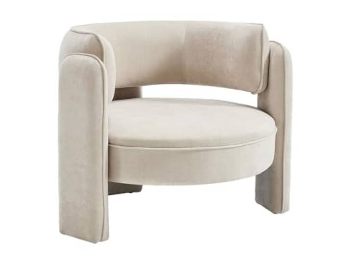 Vente-unique - Fauteuil en Tissu Beige ZORIMO Komplett montiert geliefert Abgerundete Form für einen umhüllenden Effekt