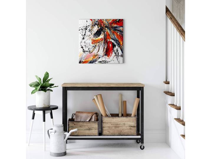 Leinwandbild Internal Eruption Polyester PVC / Fichtenholz Rot 50 x 50cm