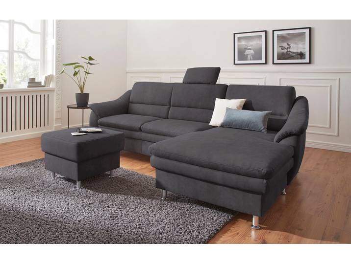 Ecksofa, Luxus-Microfaser, Anthrazit, 264×162 cm, Mit Bettfunktion, Modern, Sit & More