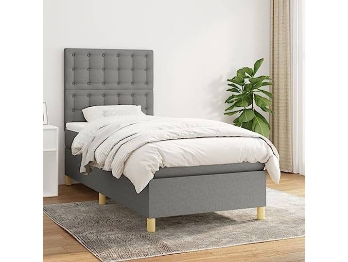 RJPLMFV Lattenrost, Matratze, Dunkelgrau, 80 x 200 cm, Stoff Verstellbares Kopfteil, Taschenfedern, mittelharte Unterstützung, weicher Matratzenschoner, inkl. Anleitung (evtl. nicht in
