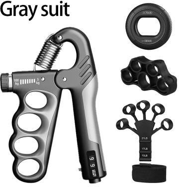 Inspire Curations Premium Adjustable Hand Grip Strengthener & Grip Strength Trainer (5150 Kg Resistance) gery 4pcs