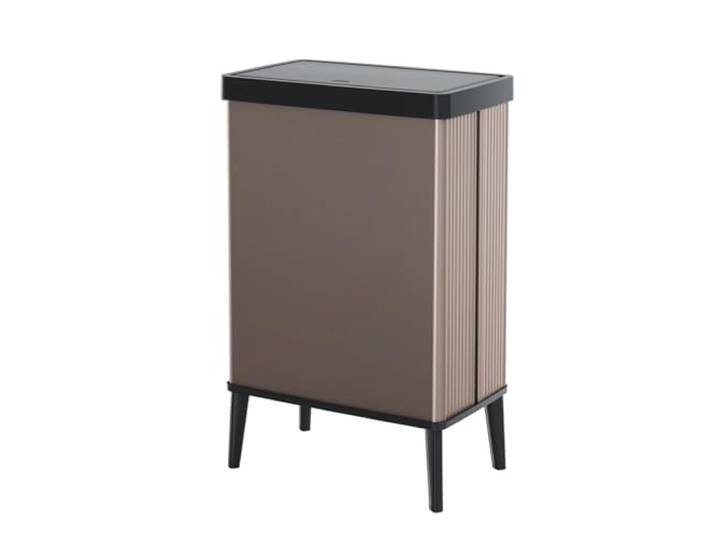 Curver Keter Verto Mülleimer, Mülltrennung, Druckdeckel, Doppelfach, elegantes Design, recycelbar, ideal für Badezimmer, Wohnzimmer oder Büro, Fassungsvermögen 54 Liter, Perlrosa