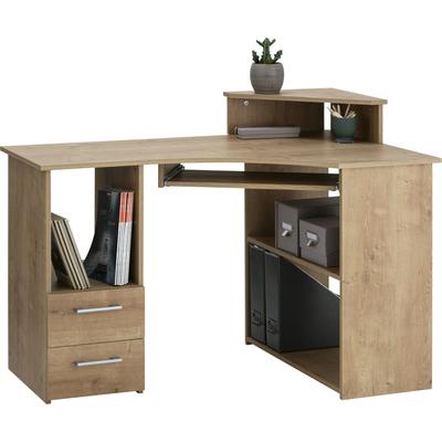 Schreibtisch VOGL MÖBELFABRIK "Sam", braun (wildeichefarben), B:115cm H:87cm T:73cm, Tische, Schreibtisch, Eckschreibtisch, Tastaturauszug, Monitoraufsatz & opt. Towerfach