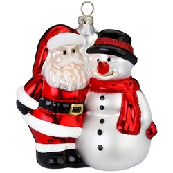 Holly & Jolly Weihnachtsmann Schneemann Glas 11cm Christbaumschmuck Weihnachtskugeln rot weiß