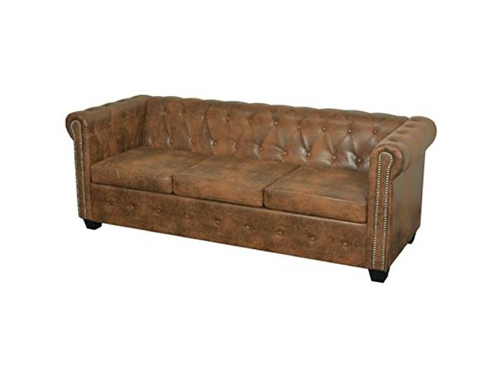 Chaduof Chesterfield Sofa 3-Sitzer, Tagesbett, Couch Mit, Couch für Wohnzimmer, Wohnzimmersofa, für Wohnungen, Bigsofas, Cauchsofa, Kunstleder Braun