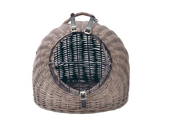 Aumüller Katzenhöhle/Transportkorb aus Vollweide, Vintage Grau/Braun - 60 cm