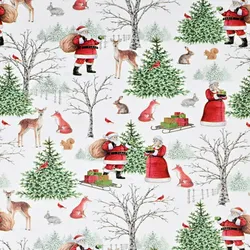 Star Geschenkpapierrolle 70cm x 2m Weihnachten Weihnachtspapier Weihnachtsgeschenkpapier Weihnachtsmann Tiere im Wald Creme Natur Landschaft neutral creme