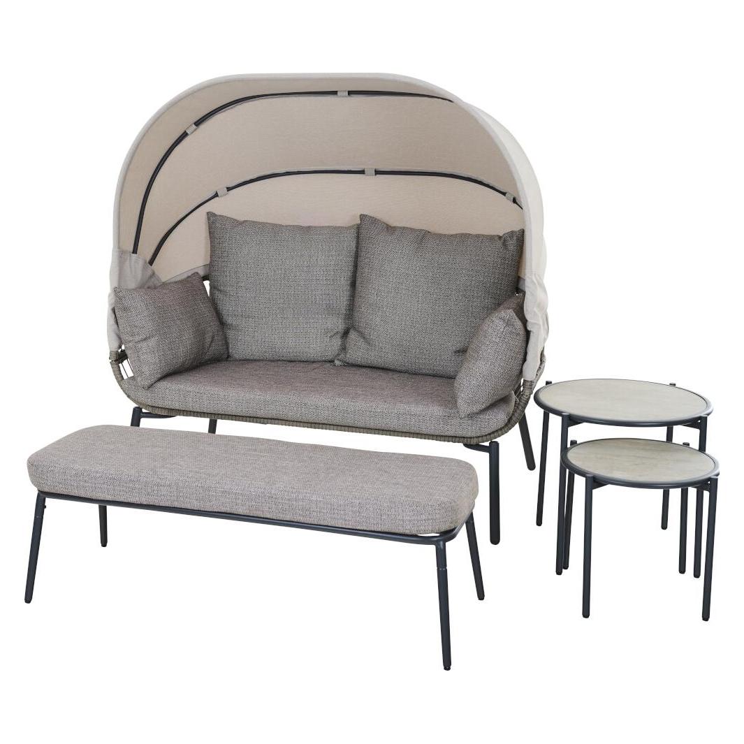 Siena Garden Lounge-Set Bali, natur Stahl, Geflecht, Rope, mit Kissen (V58361)