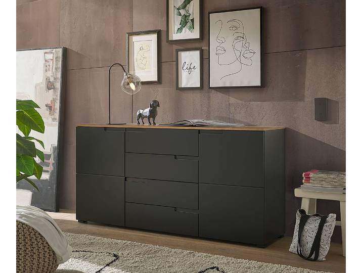 Enfilade 165 x 80 x 40cm Noir/Noir