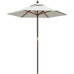 Helloshop26 - Gartenschirm mit Holzstange 196 x 231 cm sandfarben 02_0008352