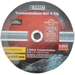 KRAFT WERKZEUGE Diamant-Trennscheiben-Set 4 tlg. Ø 230 mm