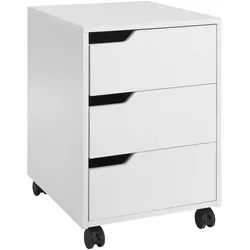 HOMCOM Aktenschrank 3 Schubladen Rollen mobiler vertikaler Druckerständer Stauraum Home Office Weiß