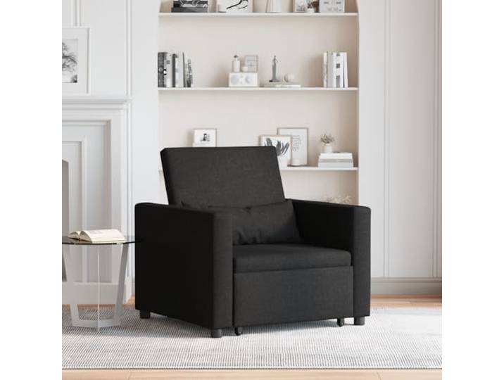 HEFZGDB 3-in-1 Einzelsofa Bett umwandelbar schwarzes Gewebe ergonomischer Sessel mit Rädern und Armlehnen für Wohnzimmer Leseecke modernes Design komfortabler Sitzplatz