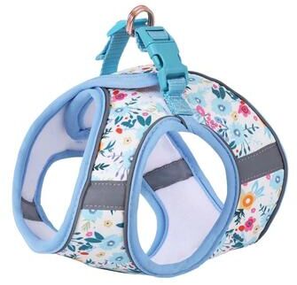 Uplifted Finds Meadow Soft Floral Harness & Leash Set blue Harness l