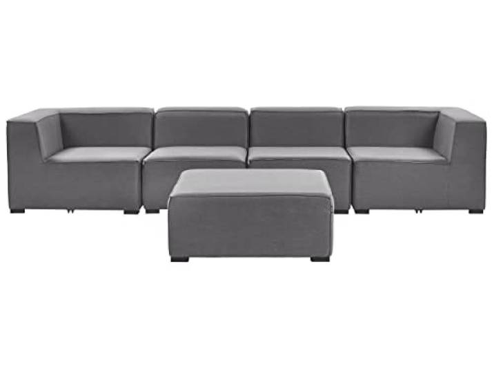 Beliani Luxuriöses 4-teiliges Outdoor Lounge Set grau Polsterbezug linksseitig Arezzo