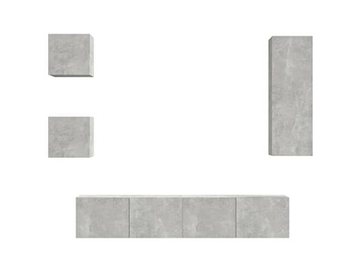 RJPLMFV TV-Möbel-Set, 5-teilig, grau, Beton, Holz, Technik Wanddesign, großer Stauraum, feuchtigkeitsbeständig, Anleitung im Lieferumfang enthalten