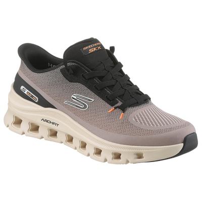 Slip-On Sneaker SKECHERS "ARCH FIT GLIDE-STEP PRO", Herren, Gr. 41, Textil, schwarz (taupe, schwarz), Schuhe, Trainingsschuh, Laufschuh mit Glide-Step Sohle