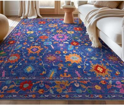 Well Woven Ushak Bodrum Modern Vibrant Floral Flat-Weave Area Rug