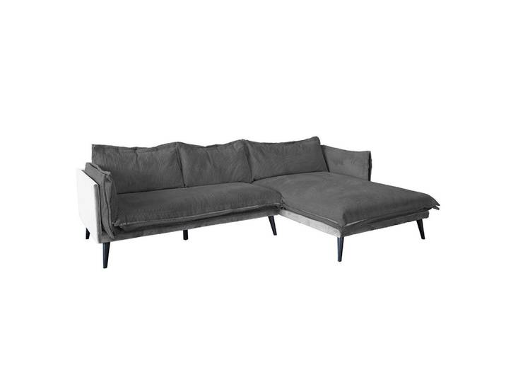 Kawola Ecksofa Quenya Grau Velvet, Dunkelgrau, Textil, Füllung: Schaumstoff, Ottomane rechts, L-Form, 294x184 cm, Wohnzimmer, Sofas & Couches, Wohnlandschaften, Ecksofas