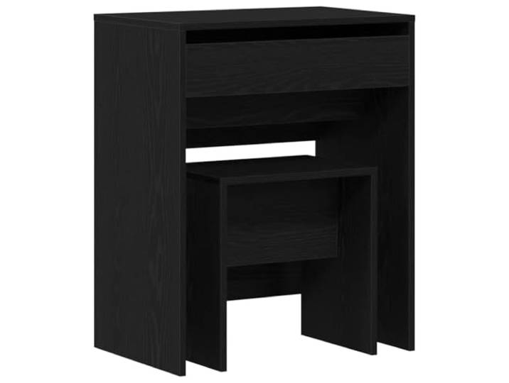 HNSMFPRE Frisiertisch 2-teilig, Eiche, Schwarz, 60 x 40 x 75 cm, aus Holz Leicht zugängliche Schubladen, glatte Oberfläche, Schmuck- und Kosmetikaufbewahrung, rechteckige Form, feucht abwischbar
