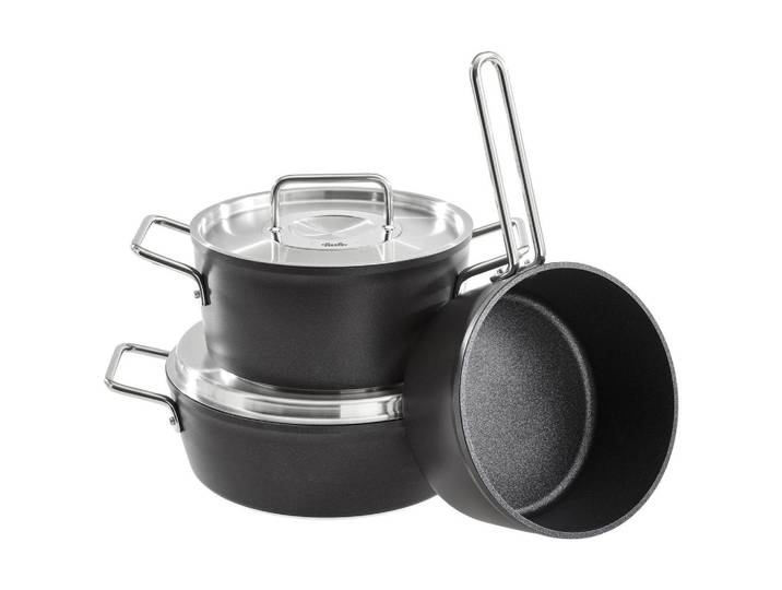 Fissler Kochtopfset Adamant, Schwarz, Metall, 3-teilig, 20 cm,18 cm, backofengeeignet, kratzfest, Kochen, Töpfe, Topfsets