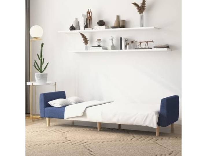 KTHLBRH Schlafsofa 2-Sitzer blau Stoff 220 cm Holzstruktur, Schaumstoff, umwandelbar, 110 kg, Wohnzimmer Gäste