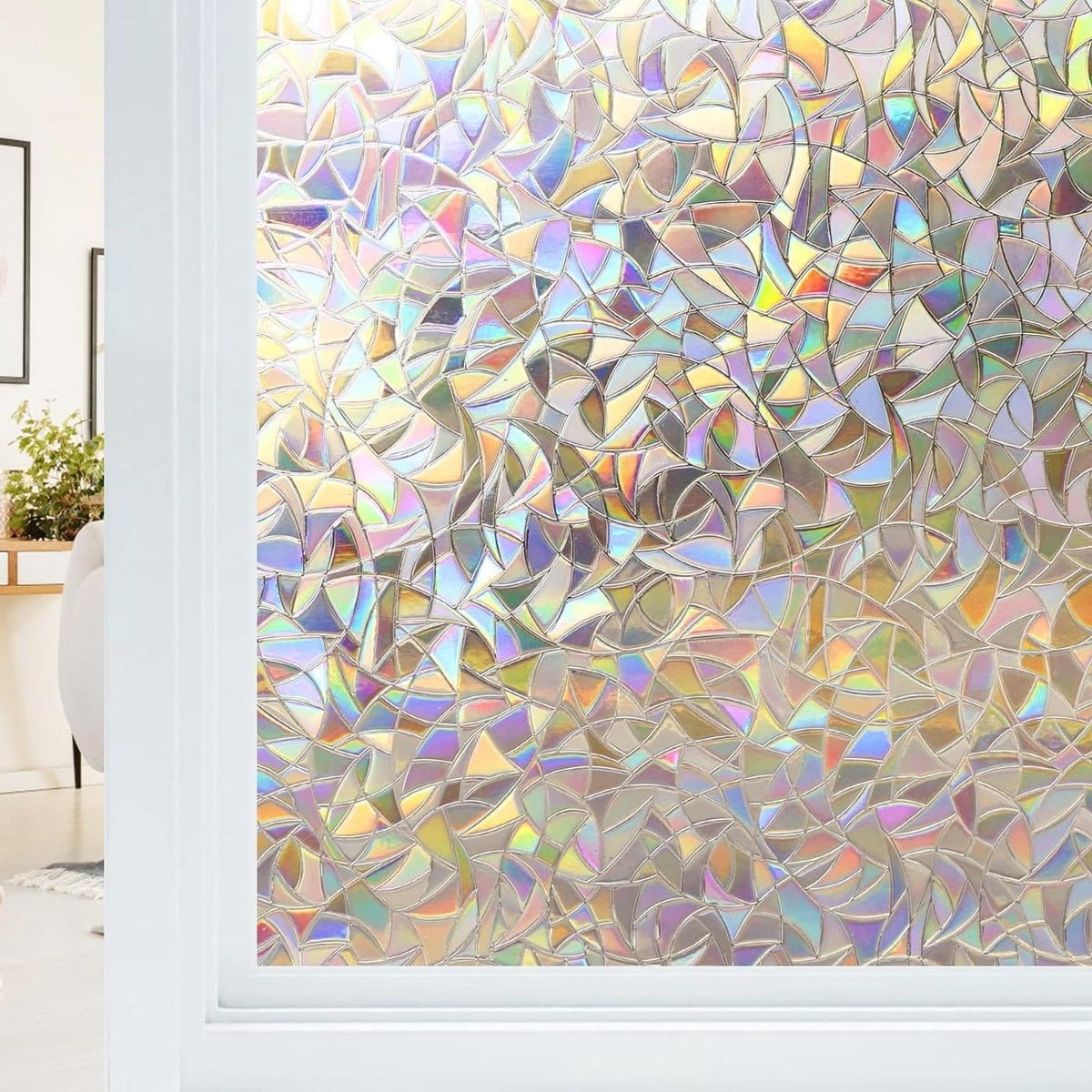 Merkloze Privacy Raamfolie met Regenboogeffect - Decoratieve Transparante Raamstickers - 30 x 200 cm