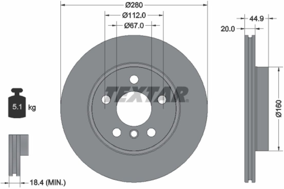 Disque de frein TEXTAR 92305303, 1 pièce
