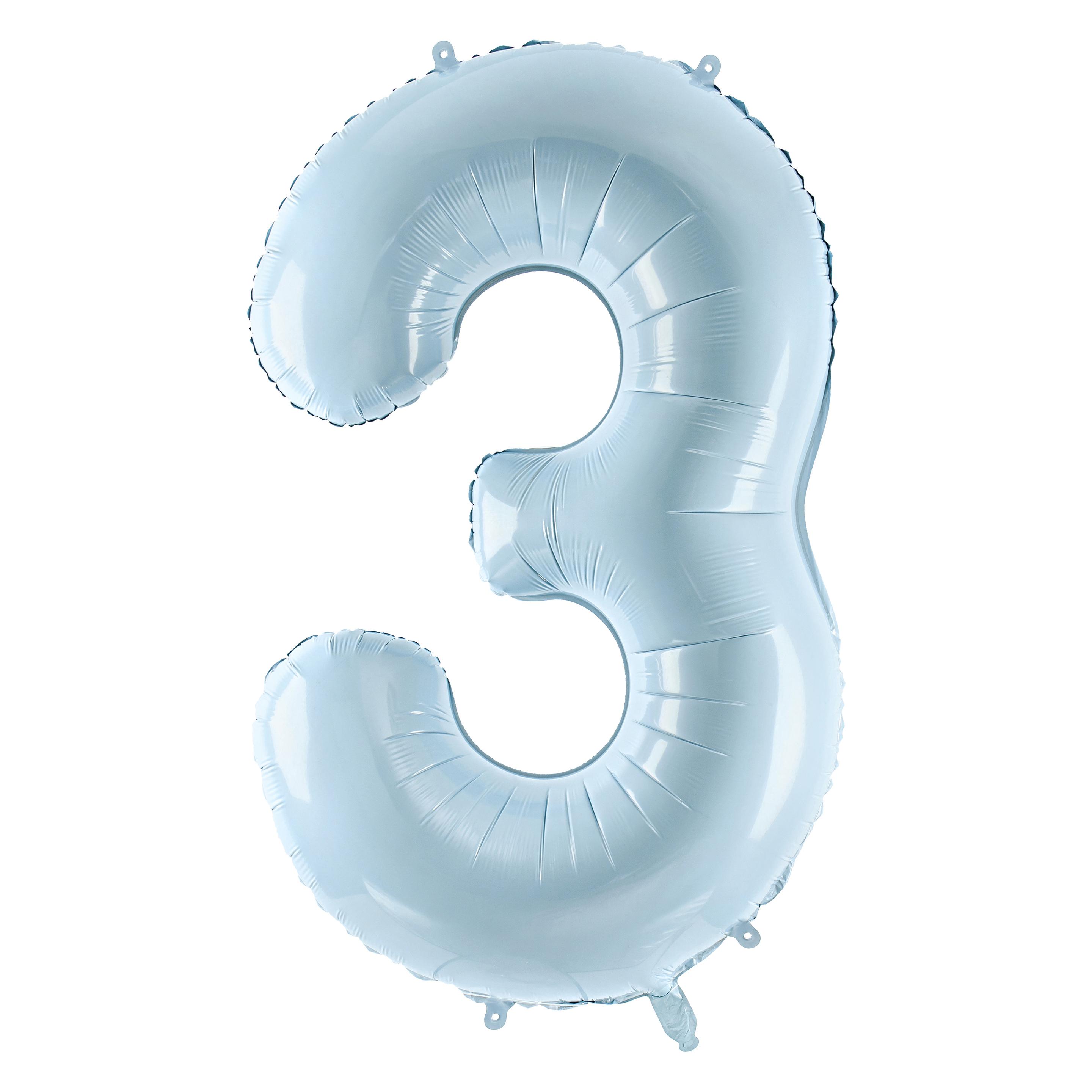 Partydeco Folienballon 3 hellblau 72cm (1x) (FB230P3001J)