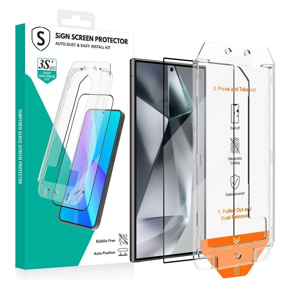 SIGN Full Cover Screen Protector for Samsung Galaxy S24 Ultra + Mounting Frame (Samsung Galaxy S24 Ultra) (SNTP-S24U)