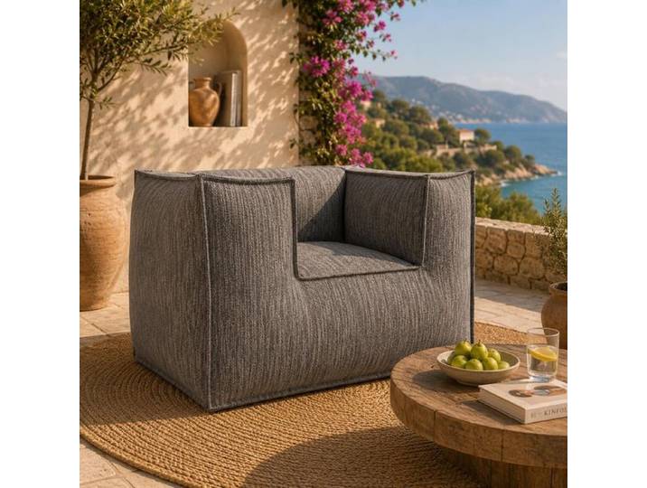 ROOLF Living Silky Loungesessel Polypropylen/Chenille Dunkelgrau