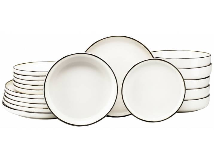 creaTable Tellerset 18-tlg NORDIC FESTIVE, creme, Steinzeug