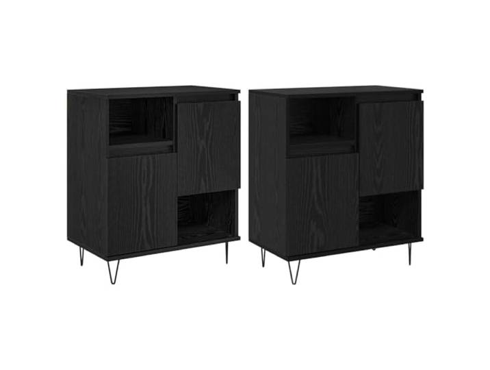 Fisinber Sideboard 2er Set Kommode Schwarz Eichen-Optik 60x35x70cm Vielseitiger Anrichteschrank mit 2 Türen für Wohnzimmer, Flur und Esszimmer. Gefertigt aus pflegeleichtem Holzwerkstoff.