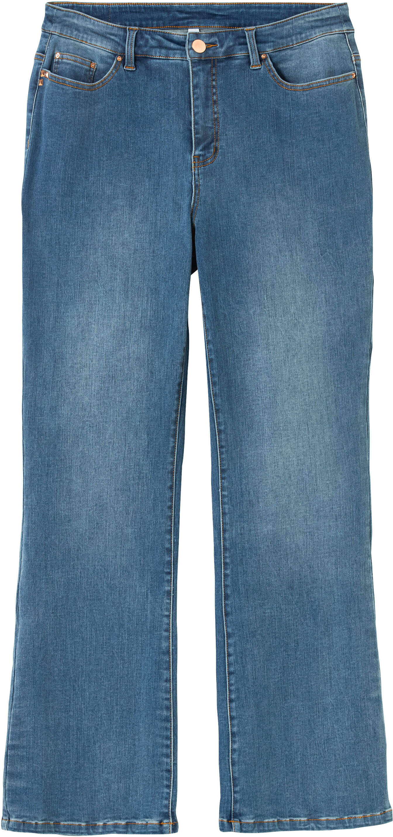 Bootcut-Jeans SHEEGO "Bootcut-Jeans Jeans mit Bodyforming-Effekt, Bootcut", Damen, Gr. 58, blau denim, Denim/Jeans, , Modisch, bootcut fit, Jeans Bootcut-Jeans, mit Bodyforming-Effekt