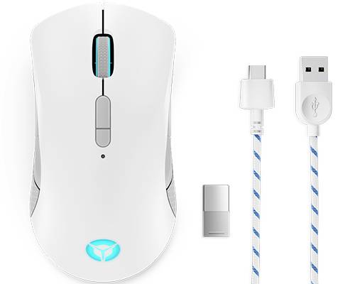 Lenovo Legion M600 Gaming-Maus Kabellos, Kabelgebunden Optisch Grün, Weiß 9 Tasten 16000 dpi Beleuchtet
