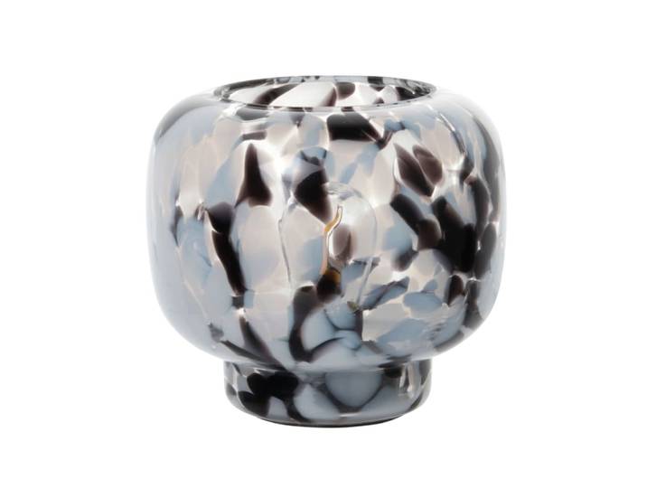 Beleuchtetes Dekorationsobjekt aus schwarz-weißem Glas, H 15 cm